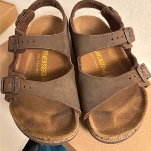 Birkenstock Kids Brown Double-Strap Leather Sandals